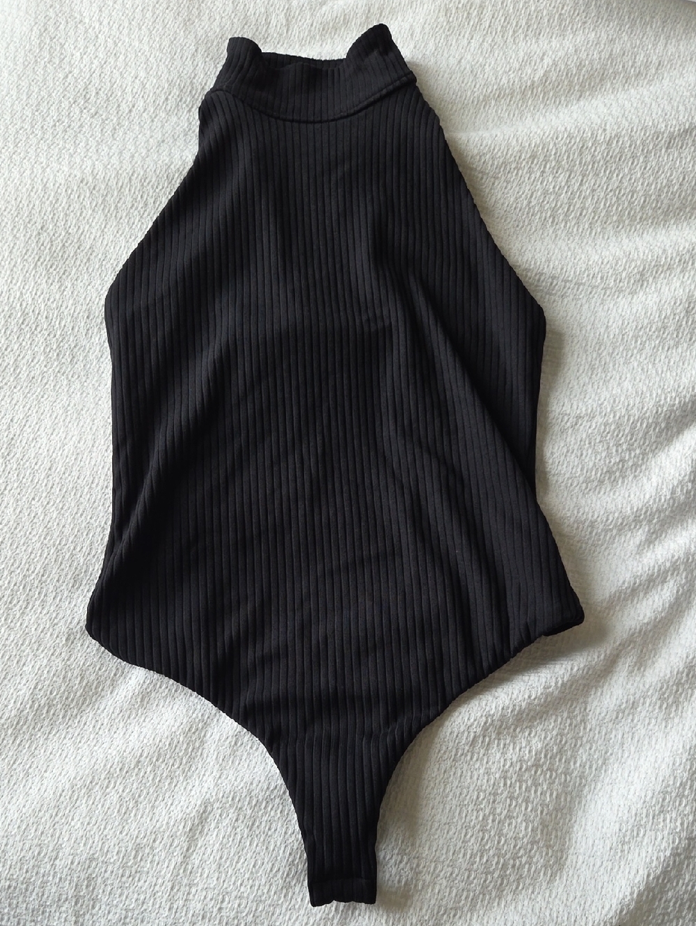 Victoria's Secret Black Ribbed High-Neck Bodysuit